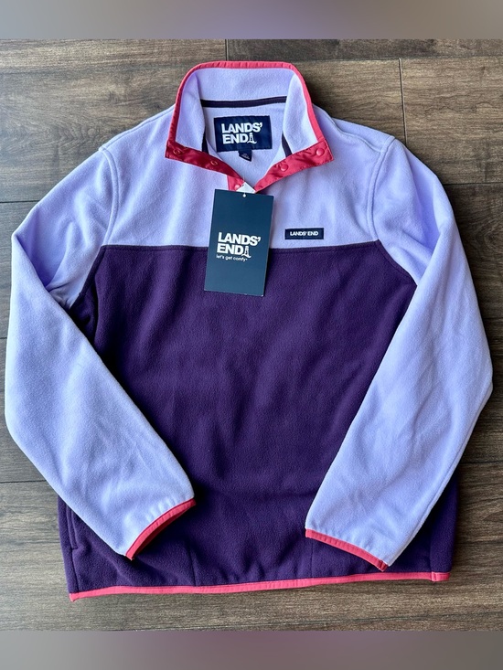 Lands' End Sweaters - Lands End NWT Womens M 10-12 Heritage Fleece Pullover - Colorblock Purple